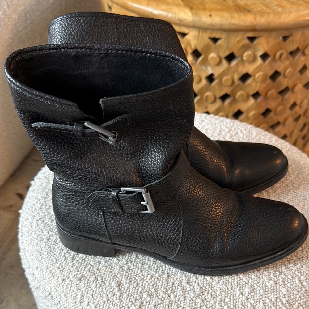 J. Crew Black Combat Moto Boots with Buckle Detail